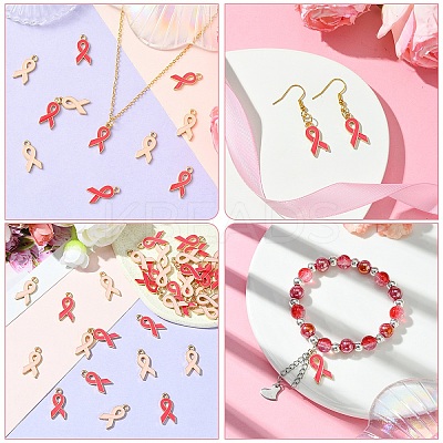 60Pcs 2 Colors Alloy Enamel Pendants ENAM-YW0004-37-1