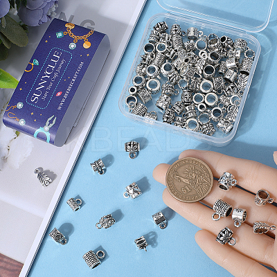 100Pcs 10 Style Tibetan Style Alloy Tube Bails FIND-SC0008-44-1