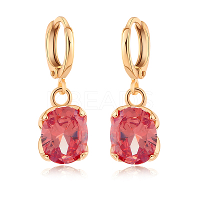 Real 18K Gold Plated Hot Trends Oval Brass Rhinestone Dangle Hoop Earrings EJEW-EE0001-122D-1