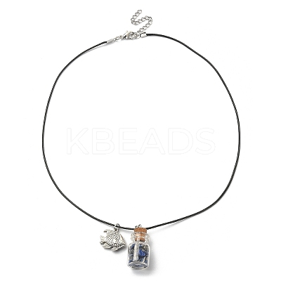 3Pcs 3 Styles Natural & Synthetic Mixed Gemstone Chips Wish Bottle Pendant Necklaces Set NJEW-FZ00013-1