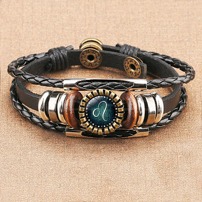12 Constellations PU Leather Multi-strand Bracelets WGFD09F-05-1