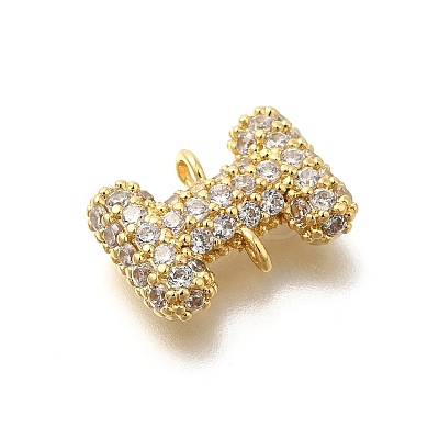 Brass Micro Pave Cubic Zirconia Letter Links X-KK-I717-04I-1