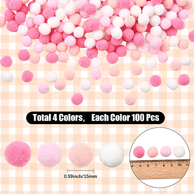 400Pcs 4 Colors Polyester Pom Pom Balls DIY-SC0031-37B-1