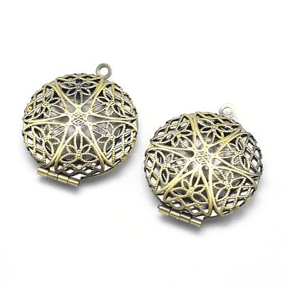 Brass Diffuser Locket Pendants KK-F717-26AB-NR-1