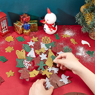 6 Set Christmas Unfinished Wood 3D Tree Display Decoration Kit DIY-NB0008-65-1
