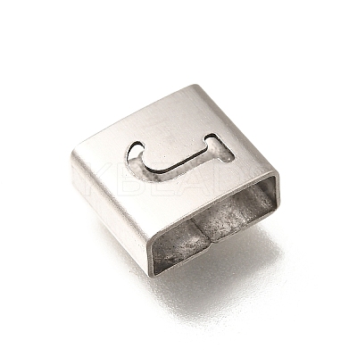 Letter Style 304 Stainless Steel Square Slide Charms STAS-L132-11J-1