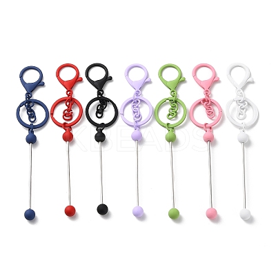 Spray Painted Alloy Bar Beadable Keychain for Jewelry Making DIY Crafts KEYC-A011-02-1