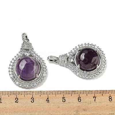 Natural Amethyst with Clear Cubic Zirconia Pendants G-G133-01P-19-1