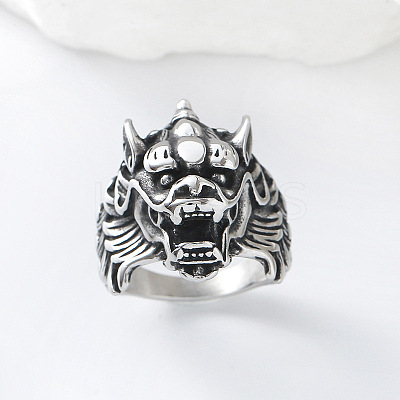 Punk Style 304 Stainless Steel Dragon Finger Rings for Men UN0454-4-1