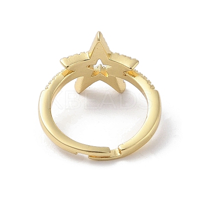 Brass Pave Cubic Zirconia Adjustable Rings RJEW-M170-24G-1