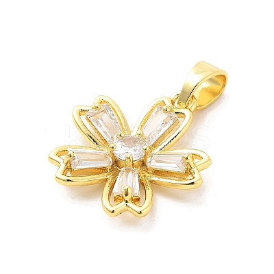 Rack Plating Brass Micro Pave Cubic Zirconia Pendants KK-M082-04A-G-1