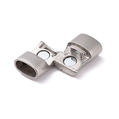 Tarnish Resistant Rectangle 304 Stainless Steel Matte Magnetic Clasps with Glue-in Ends STAS-O035-11-1