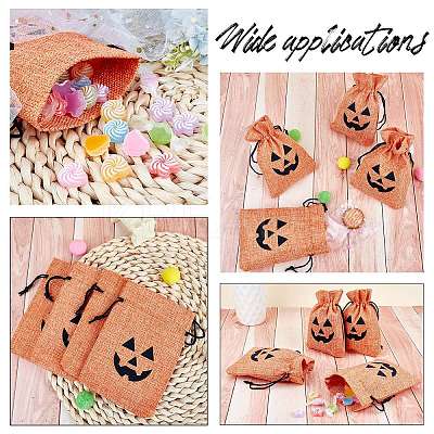Polyester Imitation Burlap Packing Pouches Drawstring Bags ABAG-PH0002-49-1