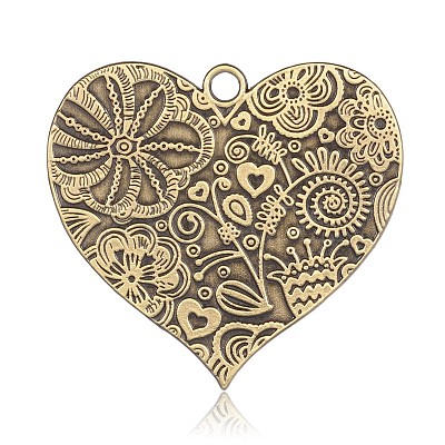 Cadmium Free & Nickel Free & Lead Free Tibetan Style Alloy Heart Big Pendants PALLOY-J564-14AB-NR-1
