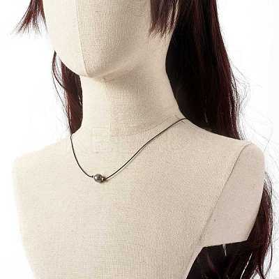 Pearl Luster Plated Round Faceted Natural Agate Pendant Necklace NJEW-JN03657-05-1