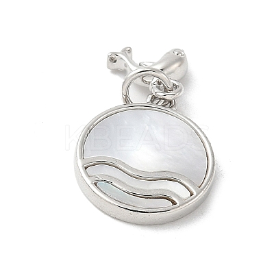 Brass Pave Natural White Shell Pendants KK-S522-12P-1