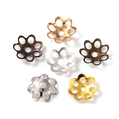 1200Pcs 6 Style Iron Bead Caps IFIN-YW0001-39-1