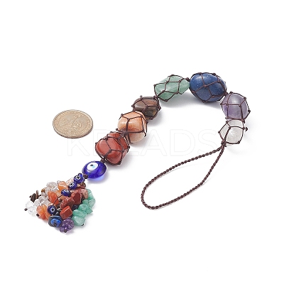 7 Chakra Nuggets Natural Gemstone Pocket Pendant Decorations HJEW-JM01049-03-1