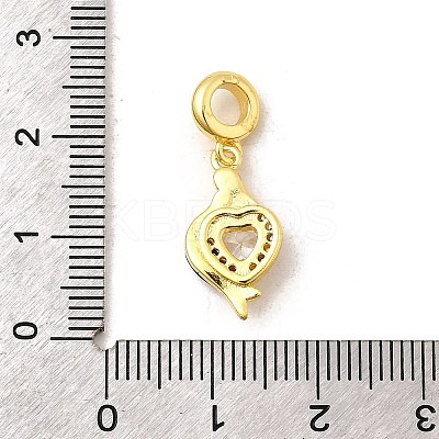 Brass Pave Clear Cubic Zirconia European Dangle Charms KK-C113-12G-1
