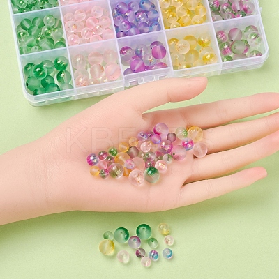 565Pcs 15 Colors Frosted Spray Painted Glass Beads GLAA-YW0001-37-1