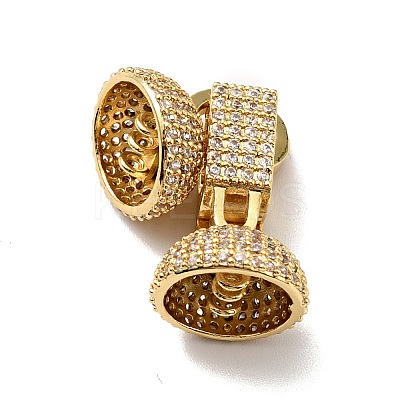 Brass Micro Pave Clear Cubic Zirconia Fold Over Clasps KK-G414-09G-1