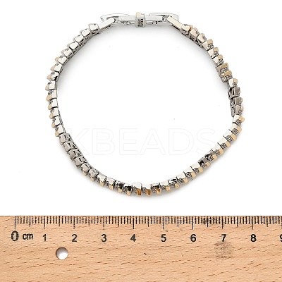 Brass Micro Pave Clear Cubic Zirconia Link Chains Bracelets BJEW-B145-05-1