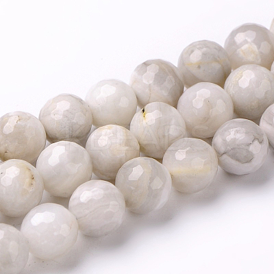 Faceted Natural Agate Round Bead Strands G-L383-11-4mm-1