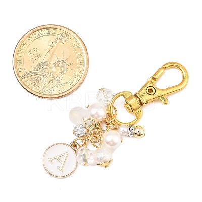 Flat Round with Letter A`Z Alloy Enamel Pendant Decoration HJEW-JM02403-1