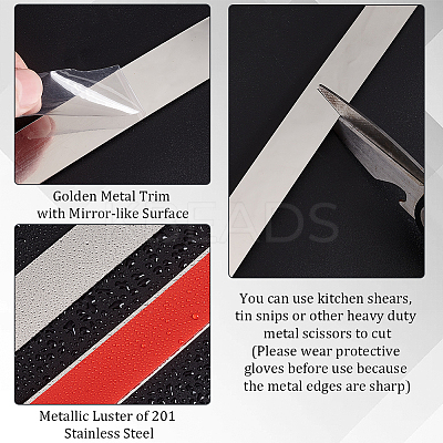 201 Stainless Steel Self-Adhesive Flexible Molding Trim FIND-WH0139-141B-02-1