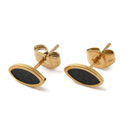Ion Plating(IP) 304 Stainless Steel Horse Eye Stud Earrings EJEW-C114-22G-1