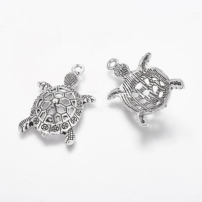 Tibetan Style Alloy Tortoise Pendants TIBEP-Q043-237-RS-1