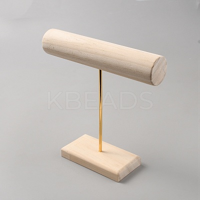 Wood T Bar Bracelet Display Stands AJEW-WH0534-19A-1