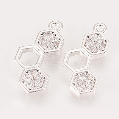 Brass Cubic Zirconia Pendants ZIRC-Q002-140P-1