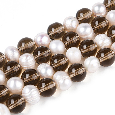 Transparent Glass Beads Strands PEAR-N019-07-1