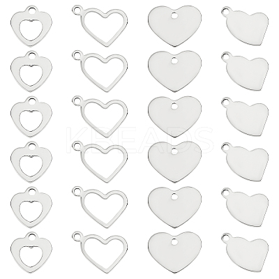 200Pcs 4 Style 201 Stainless Steel Pendants STAS-DC0009-79-1