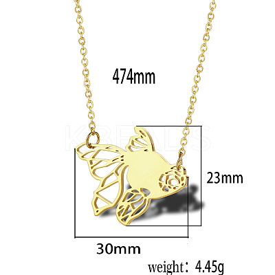 304 Stainless Steel Geometric Artistic Hollow Animal Pendant Necklaces JK0174-1-1