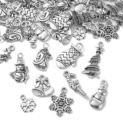 50Pcs 10 Style Tibetan Style Alloy Pendants TIBEP-YW0001-63-1