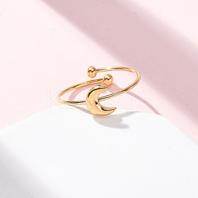 304 Stainless Steel Open Cuff Ring for Women RJEW-A071-01A-G-1