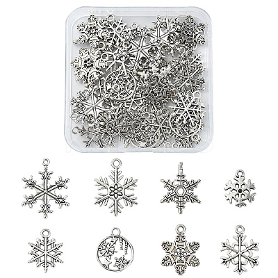 40Pcs 8 Styles Tibetan Style Alloy Pendants FIND-YW0006-26-1