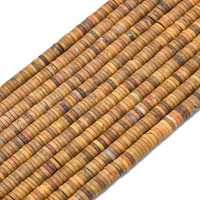 Natural Yellow Ocean Jasper Beads Strands G-P575-B32-6x1mm-1