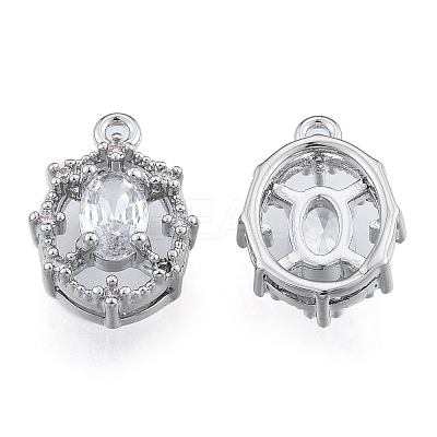 Brass Micro Pave Clear Cubic Zirconia Charms KK-N216-562P-1
