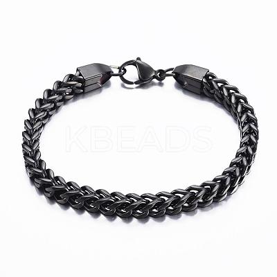 304 Stainless Steel Wheat Chain Bracelets BJEW-H508-06B-1