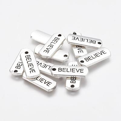 Tibetan Style Alloy Rectangle with Word Believe Pendants TIBEP-Q043-066-RS-1
