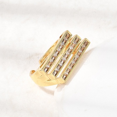 Brass Micro Pave Cubic Zirconia Cuff Rings for Women RJEW-K312-01B-G-1