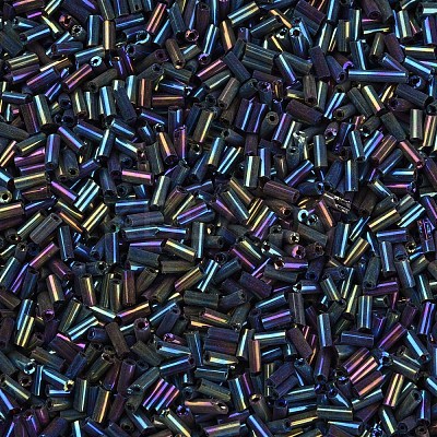 Metallic Colours Glass Bugle Beads SEED-N005-001-D04-1