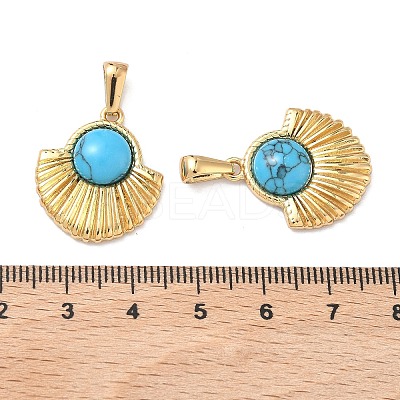 304 Stainless Steel with Synthetic Turquoise Pendants STAS-L309-21G-G-1