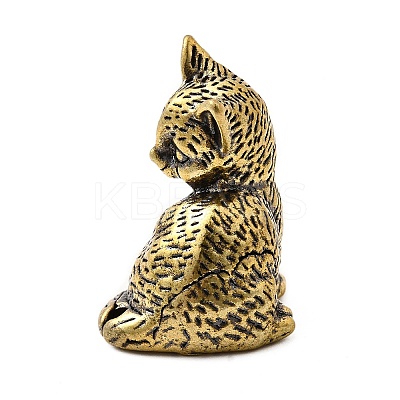 Brass Cat Miniature Figurines Statues for Home Office Desktop Ornament KK-S335-04AB-A-1