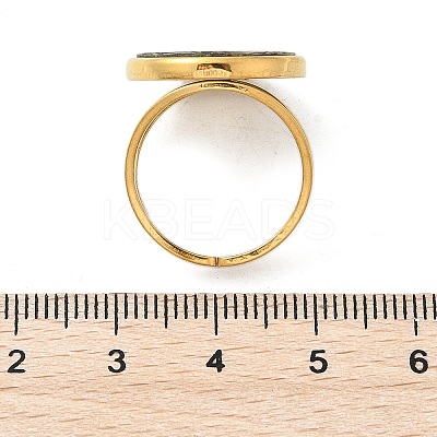 Flat Round 304 Stainless Steel Paua Shell Cuff Rings for Women RJEW-G346-02G-01-1