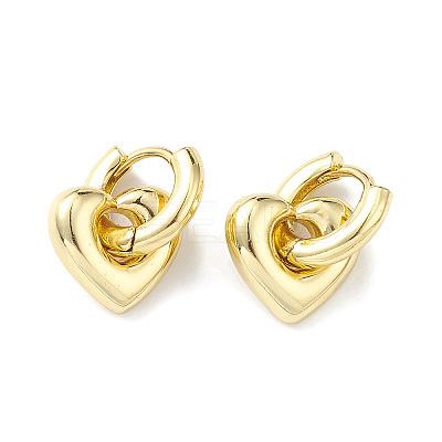 Rack Plating Brass Heart Dangle Hoop Earrings for Women EJEW-H135-07G-1
