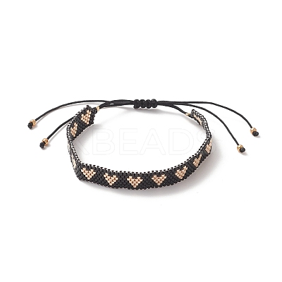 Handmade Japanese Seed Heart Braided Bead Bracelets BJEW-MZ00015-1